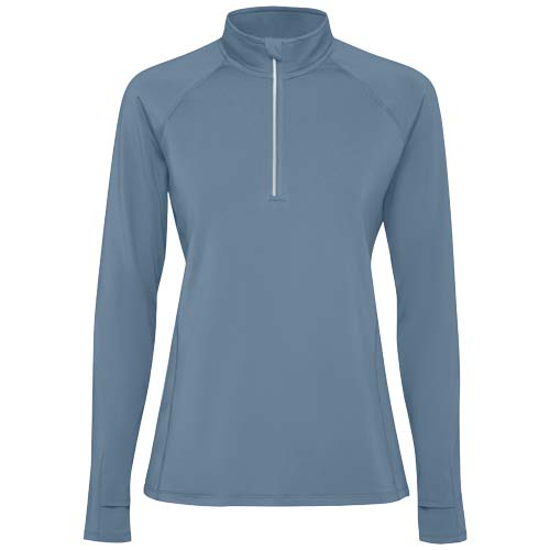 Sweatshirt publicitaire femme demi-zip technique ajusté Estambul Bleu tempête